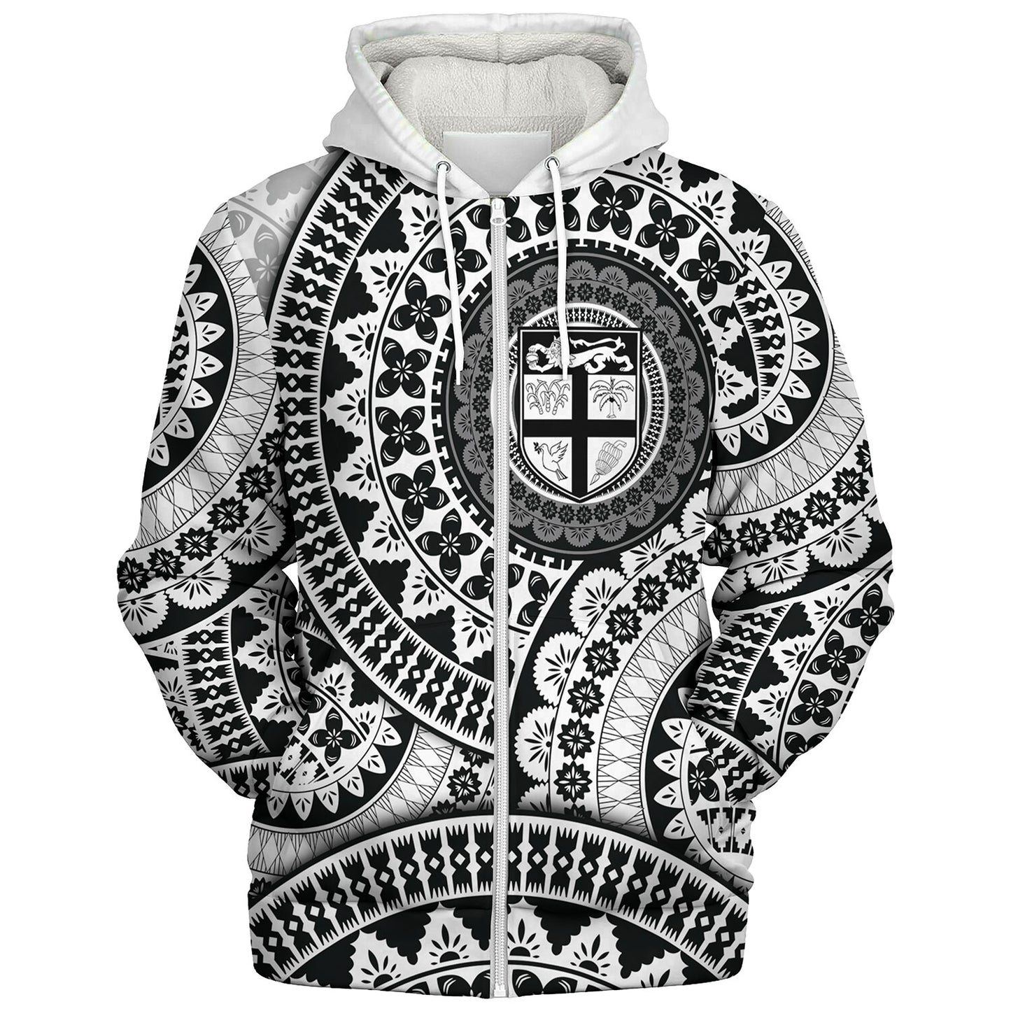 Fiji Sherpa Hoodie Bula Fijian Circle Pattern Design