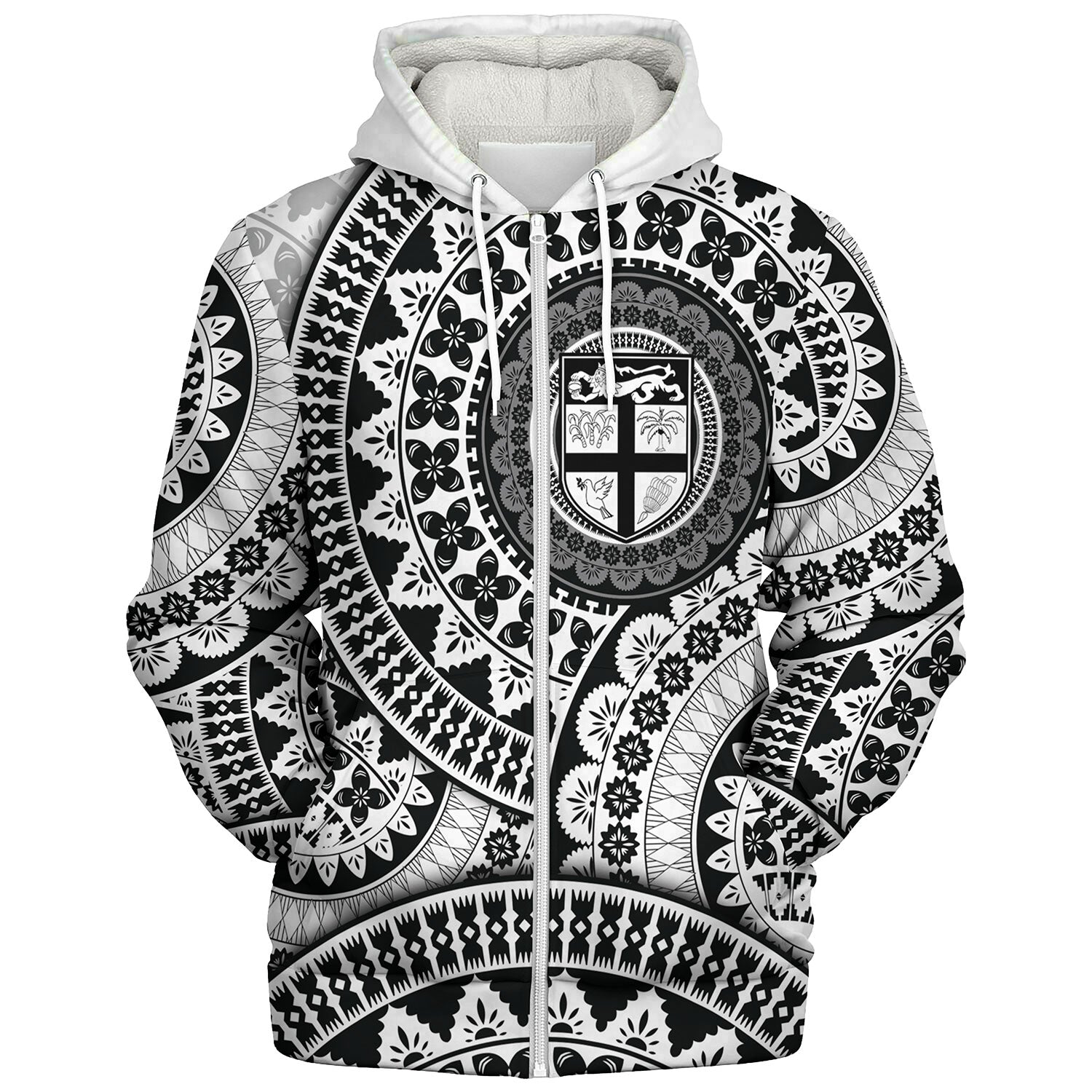 Fiji Sherpa Hoodie Bula Fijian Circle Pattern Design