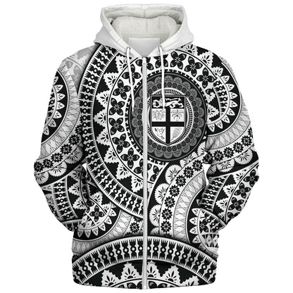 Fiji Sherpa Hoodie Bula Fijian Circle Pattern Design