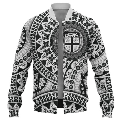Fiji Baseball Jacket Bula Fijian Circle Pattern Design