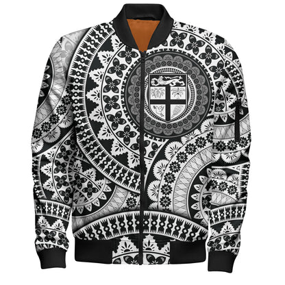Fiji Bomber Jacket Bula Fijian Circle Pattern Design