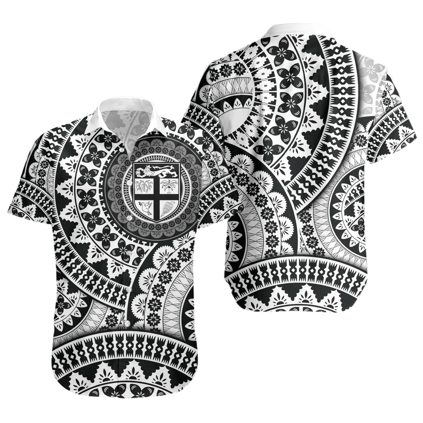 Fiji Short Sleeve Shirt Bula Fijian Circle Pattern Design