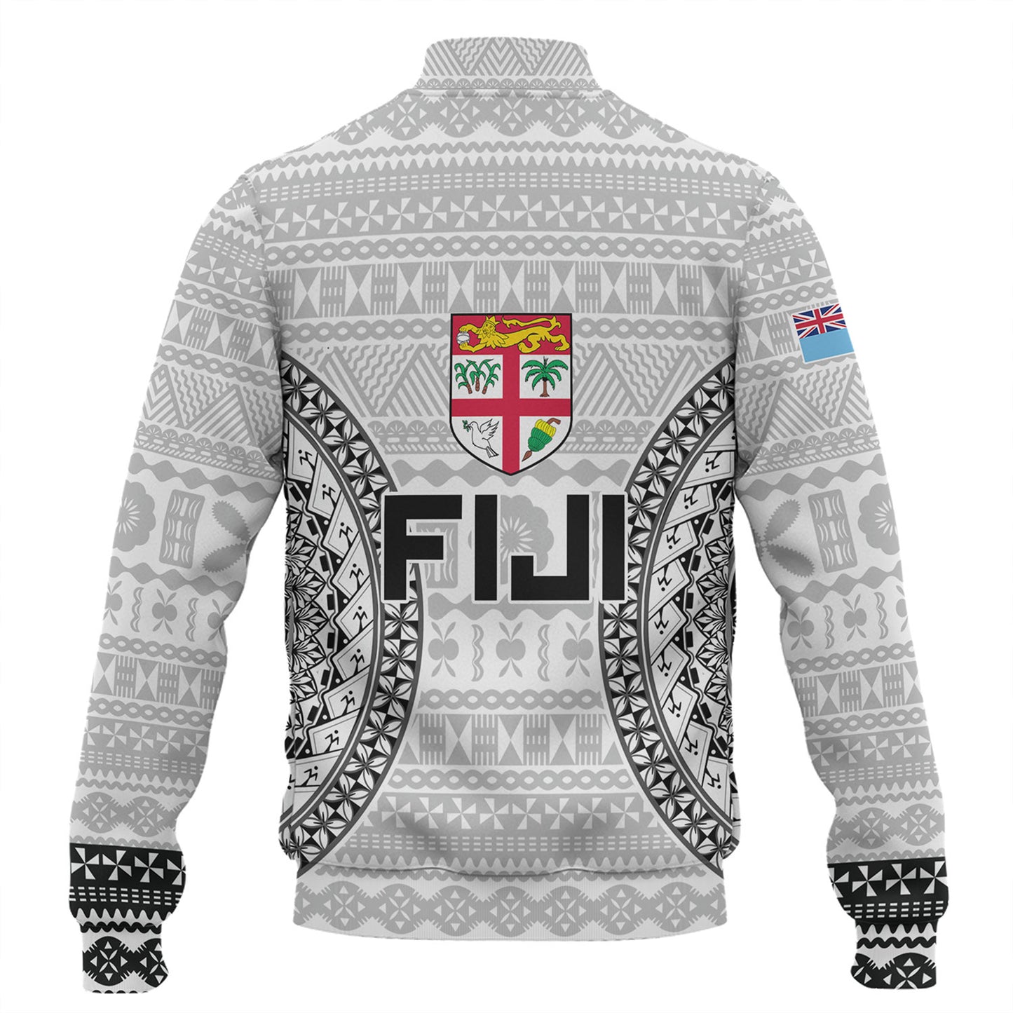 Fiji Custom Personalised Baseball Jacket Seal With Map Fijian Tapa Patterns