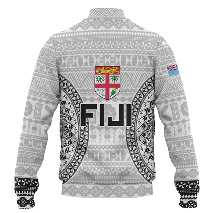 Fiji Custom Personalised Baseball Jacket Seal With Map Fijian Tapa Patterns