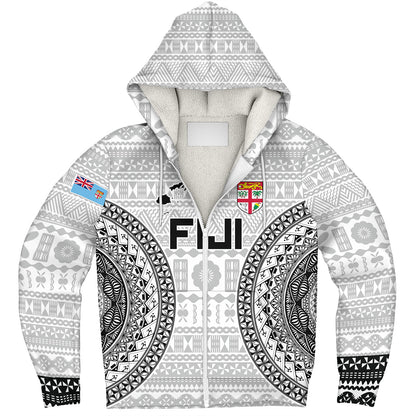 Fiji Custom Personalised Sherpa Hoodie Seal With Map Fijian Tapa Patterns