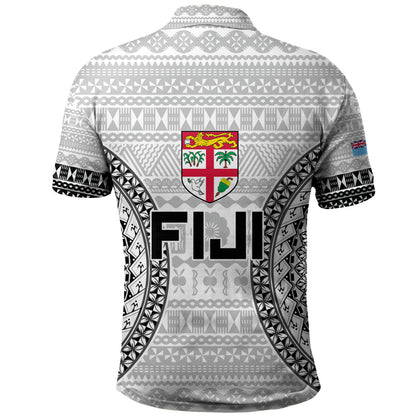Fiji Custom Personalised Polo Shirt Seal With Map Fijian Tapa Patterns