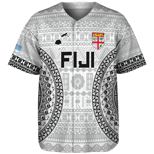 Fiji Custom Personalised Baseball Shirt Seal With Map Fijian Tapa Patterns