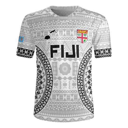 Fiji Custom Personalised Rugby Jersey Seal With Map Fijian Tapa Patterns