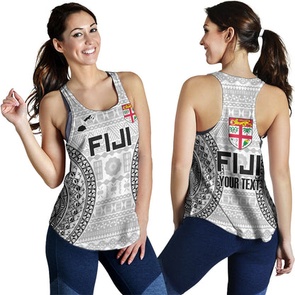 Fiji Custom Personalised Women Tank Seal With Map Fijian Tapa Patterns
