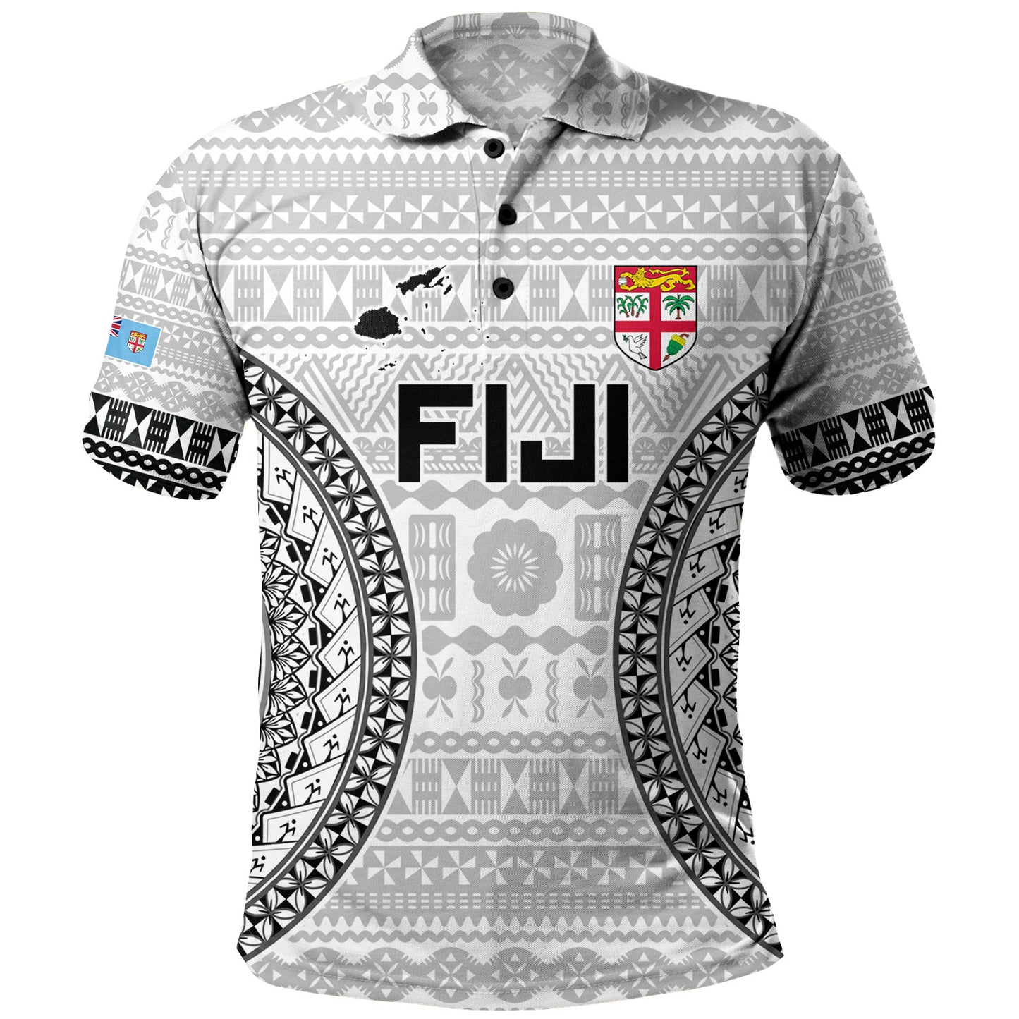 Fiji Custom Personalised Polo Shirt Seal With Map Fijian Tapa Patterns