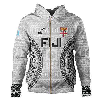 Fiji Custom Personalised Hoodie Seal With Map Fijian Tapa Patterns
