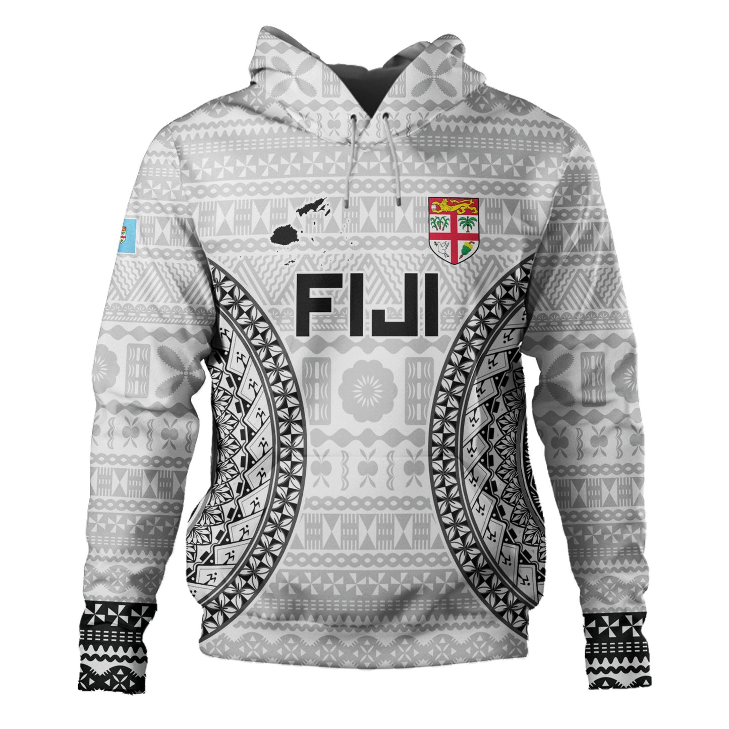 Fiji Custom Personalised Hoodie Seal With Map Fijian Tapa Patterns