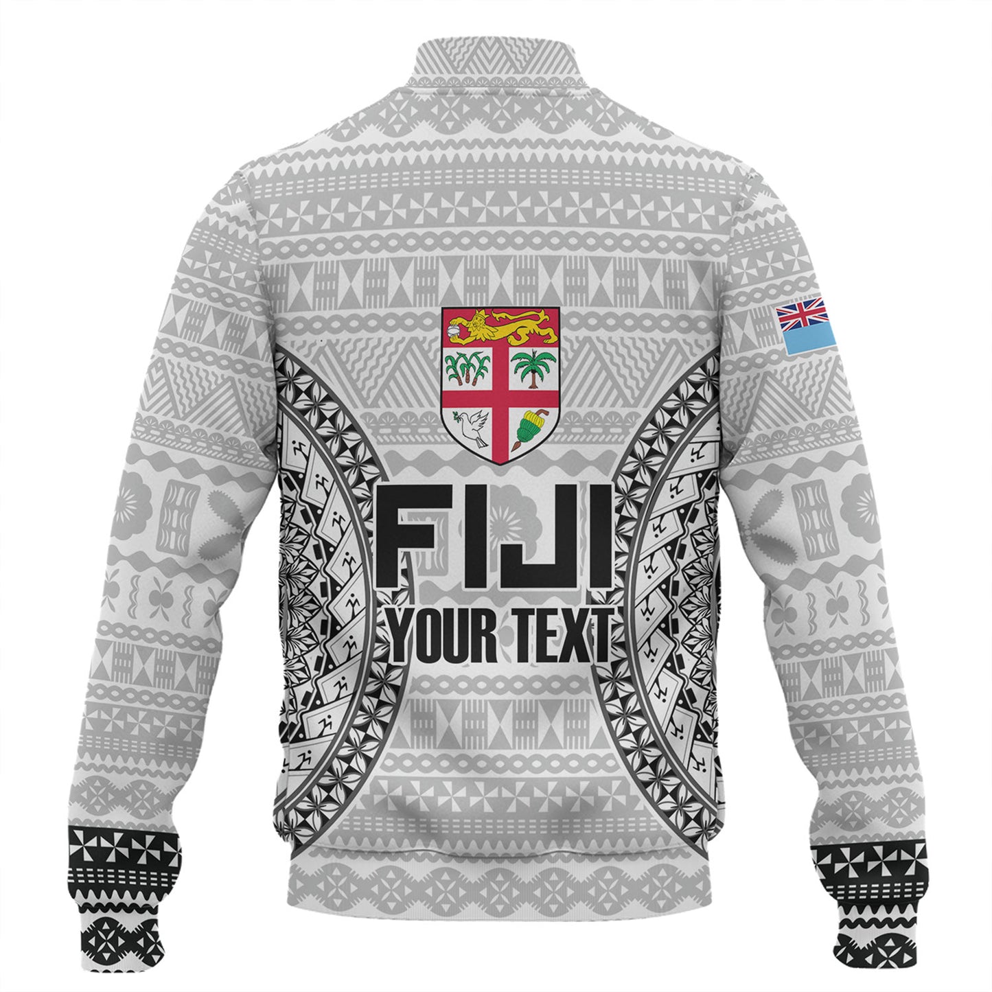 Fiji Custom Personalised Baseball Jacket Seal With Map Fijian Tapa Patterns