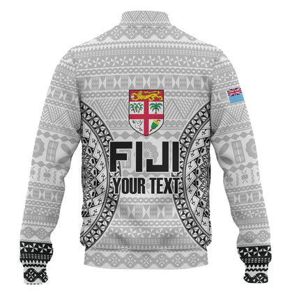 Fiji Custom Personalised Baseball Jacket Seal With Map Fijian Tapa Patterns