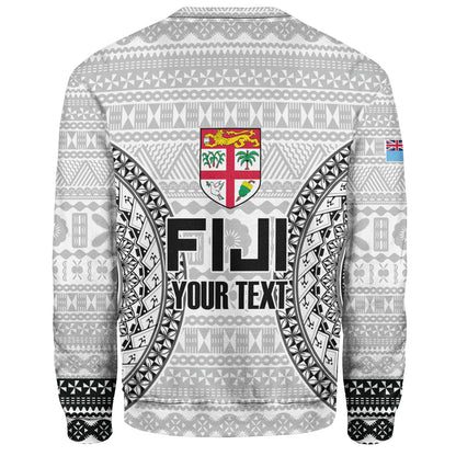 Fiji Custom Personalised Sweatshirt Seal With Map Fijian Tapa Patterns