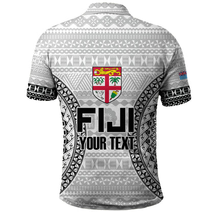 Fiji Custom Personalised Polo Shirt Seal With Map Fijian Tapa Patterns