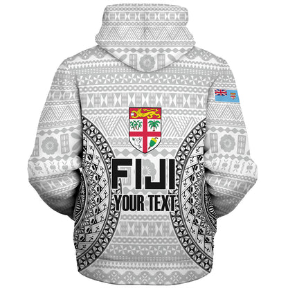 Fiji Custom Personalised Sherpa Hoodie Seal With Map Fijian Tapa Patterns