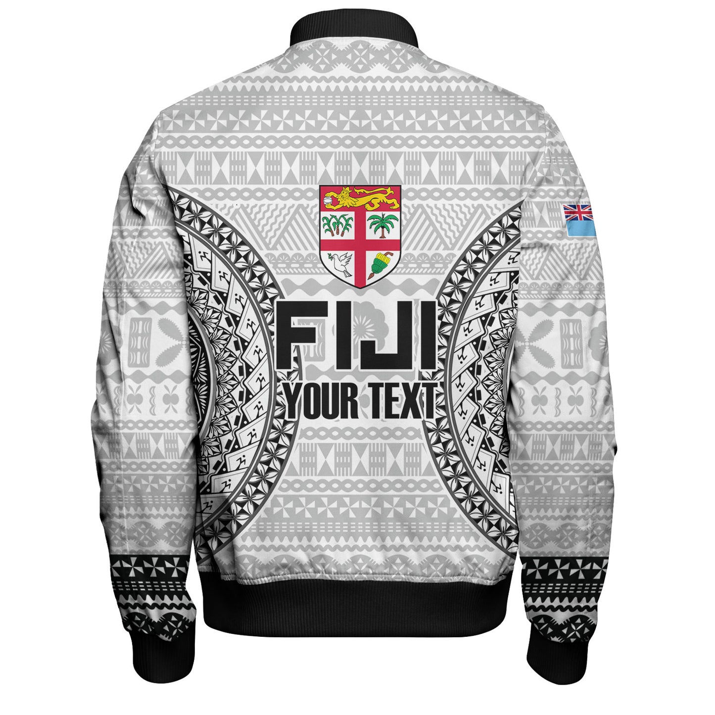 Fiji Custom Personalised Bomber Jacket Seal With Map Fijian Tapa Patterns