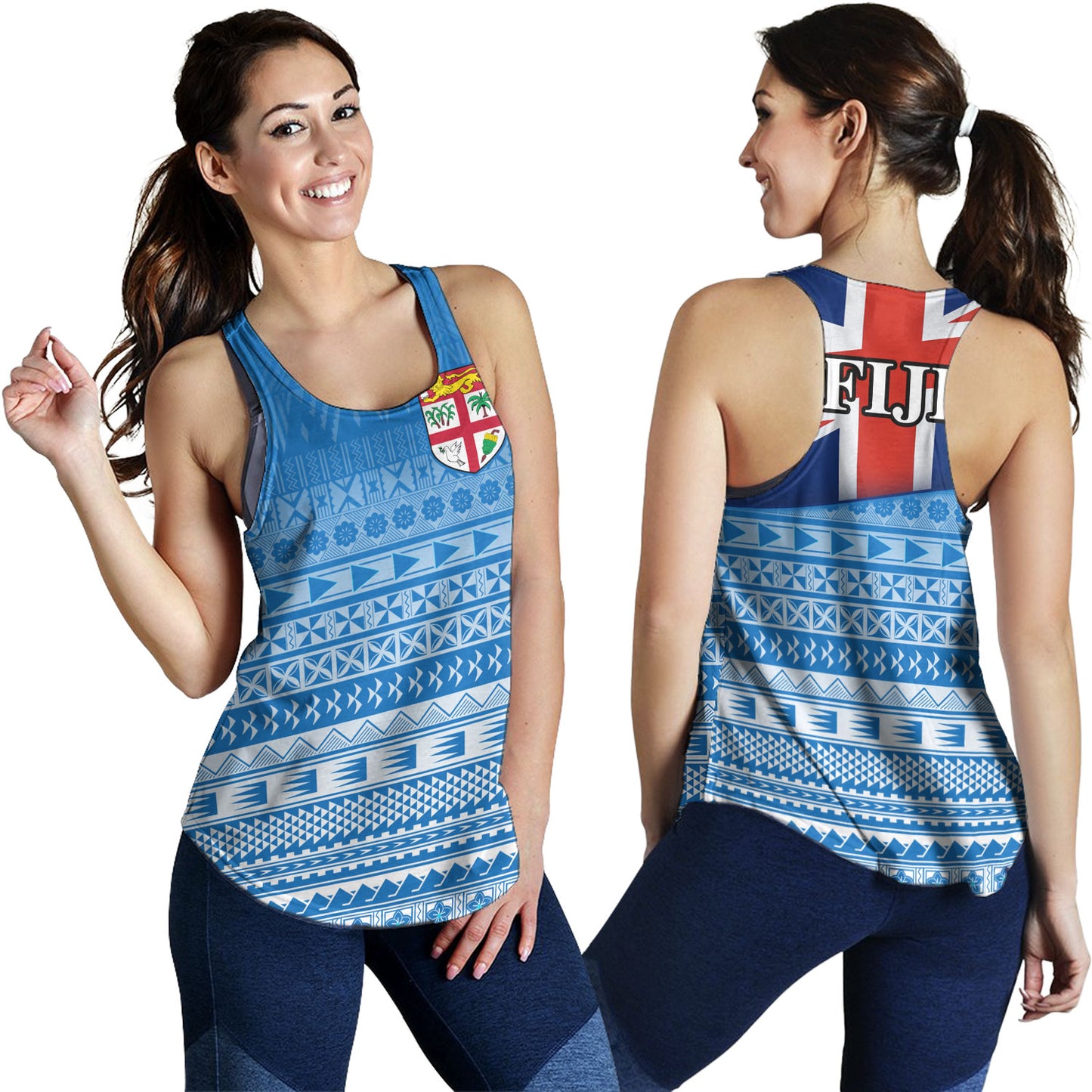 Fiji Custom Personalised Women Tank Tapa Fijian Seamless Pattern