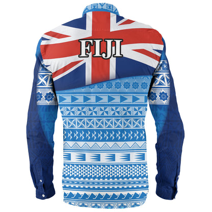 Fiji Custom Personalised Long Sleeve Shirt Tapa Fijian Seamless Pattern