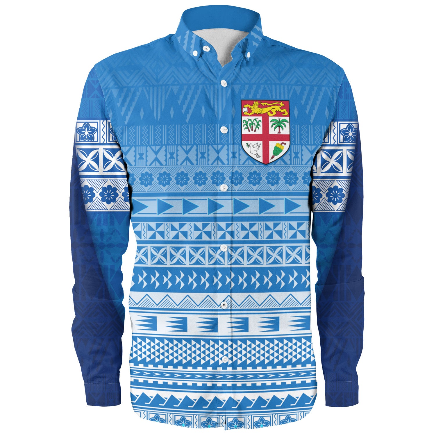 Fiji Custom Personalised Long Sleeve Shirt Tapa Fijian Seamless Pattern