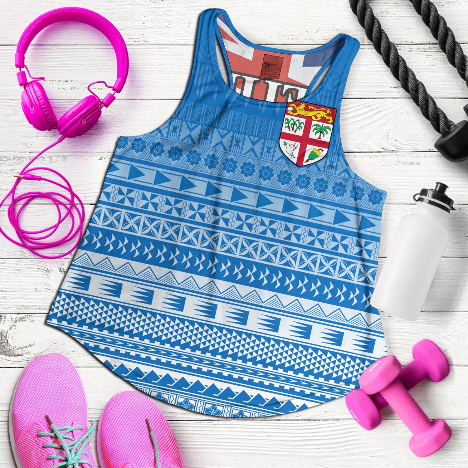 Fiji Custom Personalised Women Tank Tapa Fijian Seamless Pattern