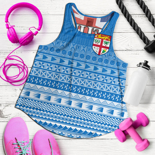 Fiji Custom Personalised Women Tank Tapa Fijian Seamless Pattern