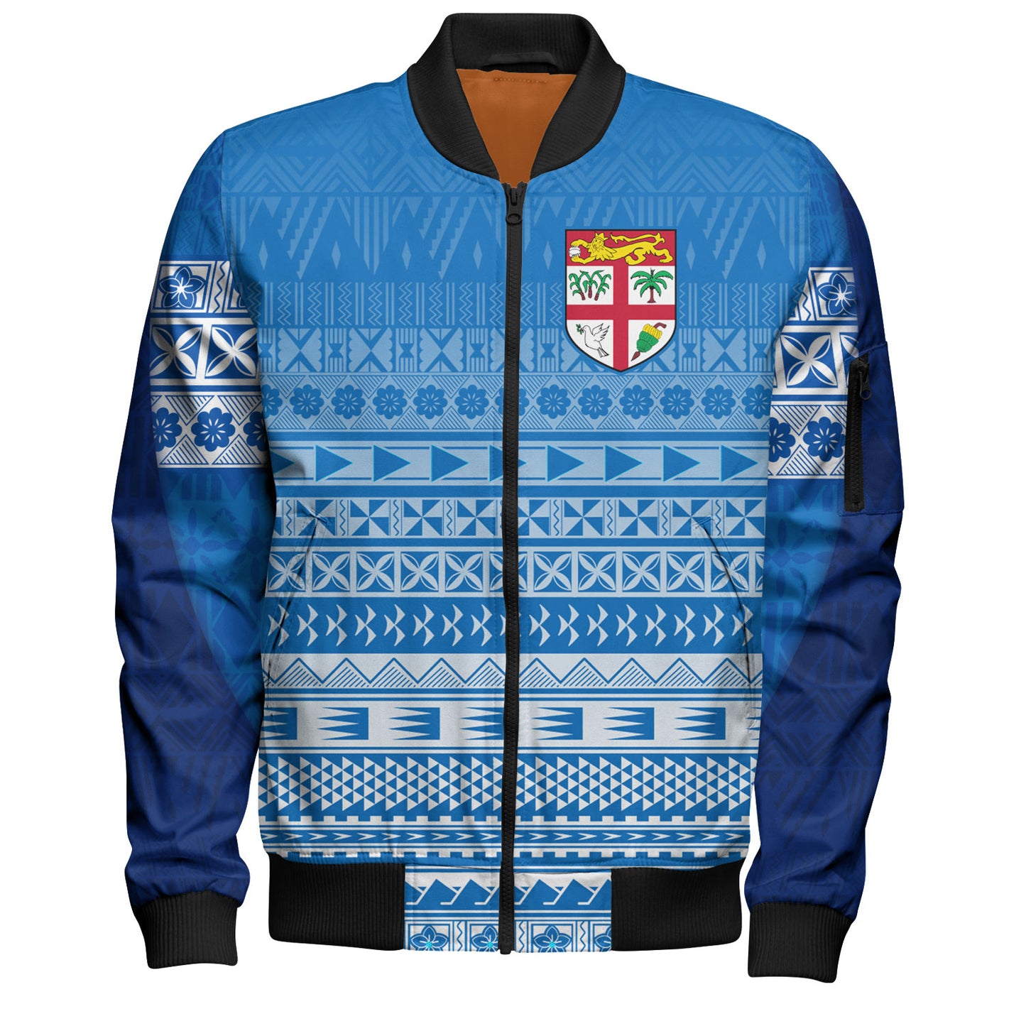 Fiji Custom Personalised Bomber Jacket Tapa Fijian Seamless Pattern