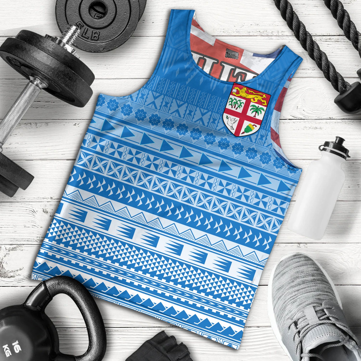 Fiji Custom Personalised Tank Top Tapa Fijian Seamless Pattern