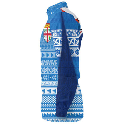 Fiji Custom Personalised Long Sleeve Shirt Tapa Fijian Seamless Pattern