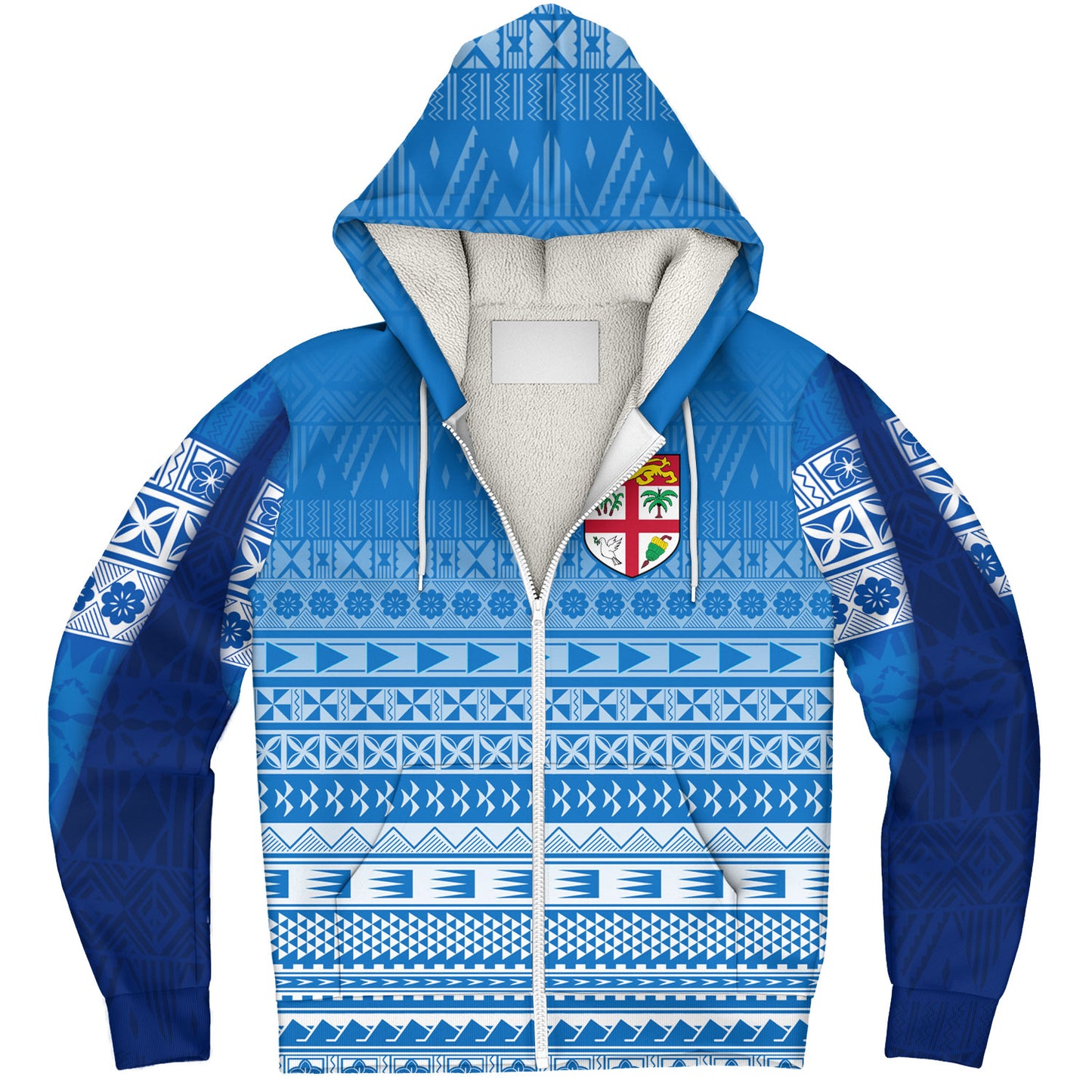 Fiji Custom Personalised Sherpa Hoodie Tapa Fijian Seamless Pattern