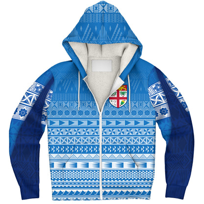 Fiji Custom Personalised Sherpa Hoodie Tapa Fijian Seamless Pattern