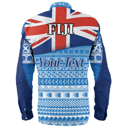 Fiji Custom Personalised Long Sleeve Shirt Tapa Fijian Seamless Pattern