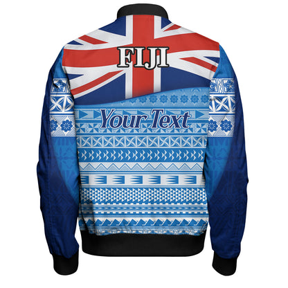 Fiji Custom Personalised Bomber Jacket Tapa Fijian Seamless Pattern