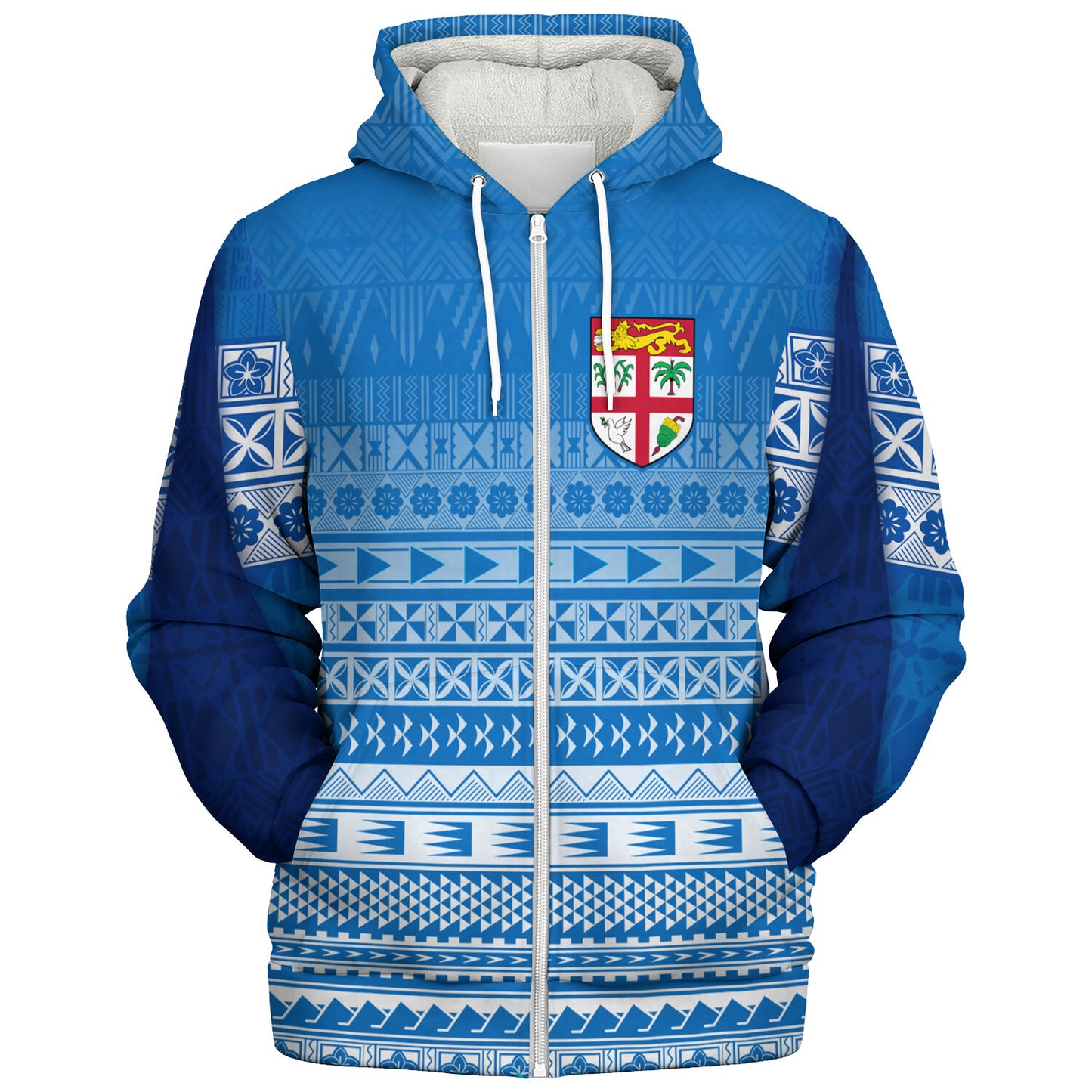 Fiji Custom Personalised Sherpa Hoodie Tapa Fijian Seamless Pattern