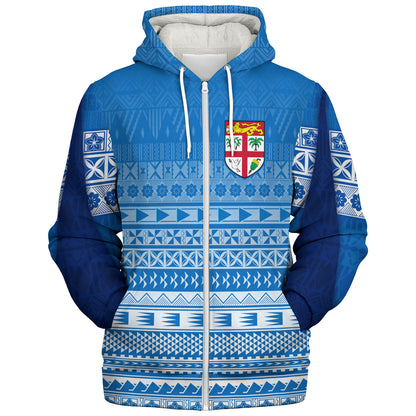 Fiji Custom Personalised Sherpa Hoodie Tapa Fijian Seamless Pattern
