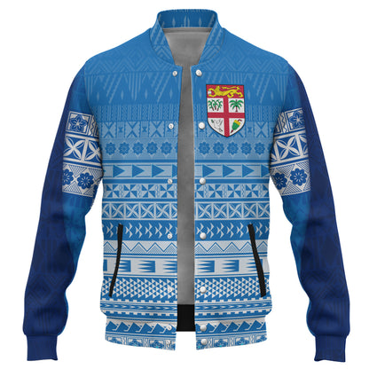 Fiji Custom Personalised Baseball Jacket Tapa Fijian Seamless Pattern