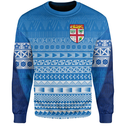 Fiji Custom Personalised Sweatshirt Tapa Fijian Seamless Pattern