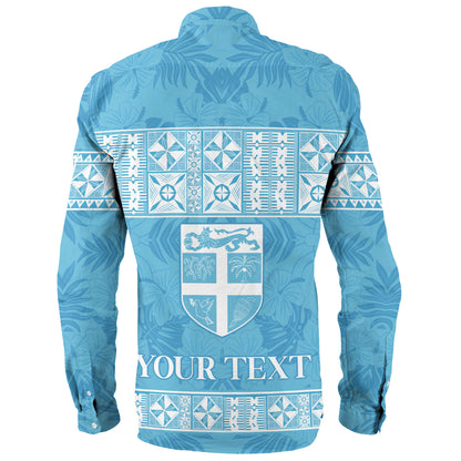 Fiji Long Sleeve Shirt Custom Traditional Fijian Masi Pink Color