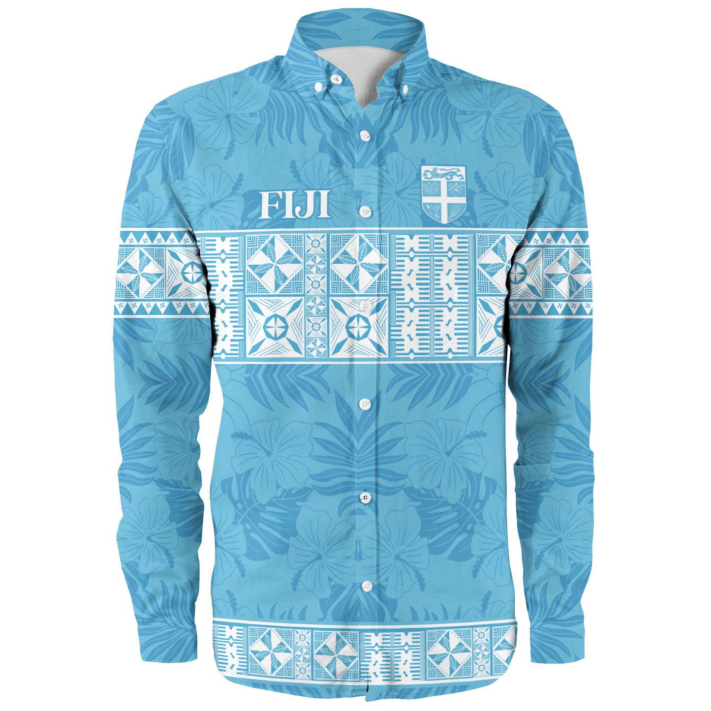 Fiji Long Sleeve Shirt Custom Traditional Fijian Masi Pink Color