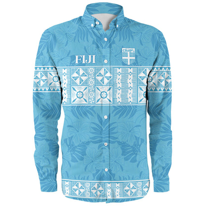 Fiji Long Sleeve Shirt Custom Traditional Fijian Masi Pink Color