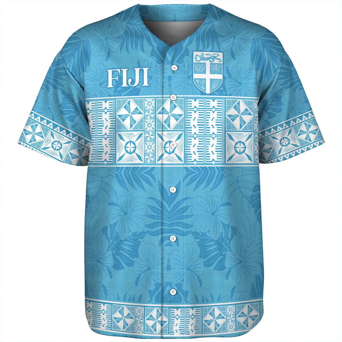 Fiji Baseball Shirt Custom Traditional Fijian Masi Pink Color