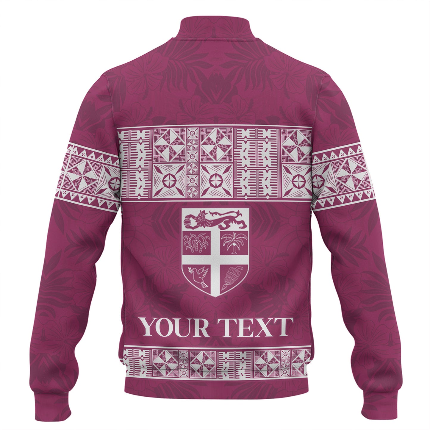 Fiji Baseball Jacket Custom Traditional Fijian Masi Pink Color