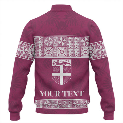 Fiji Baseball Jacket Custom Traditional Fijian Masi Pink Color