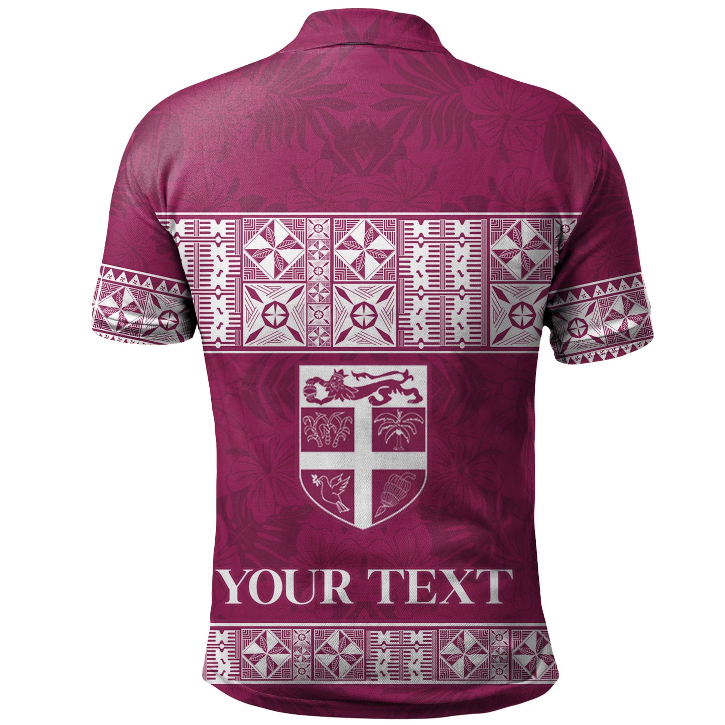 Fiji Polo Shirt Custom Traditional Fijian Masi Pink Color