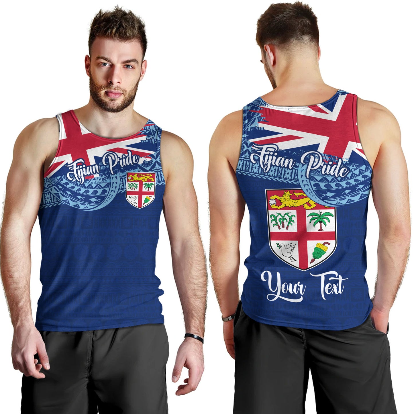 Fiji Tank Top - Custom Fijian Pride Masi Patterns