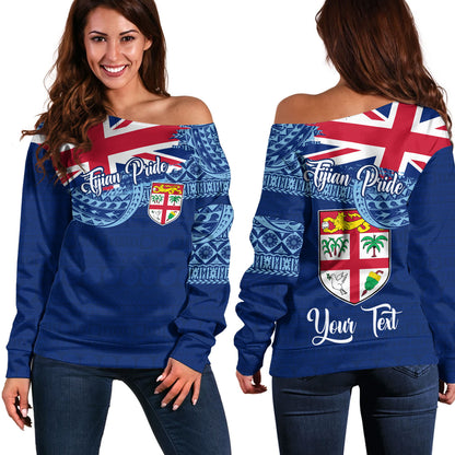 Fiji Off Shoulder Sweatshirt - Custom Fijian Pride Masi Patterns
