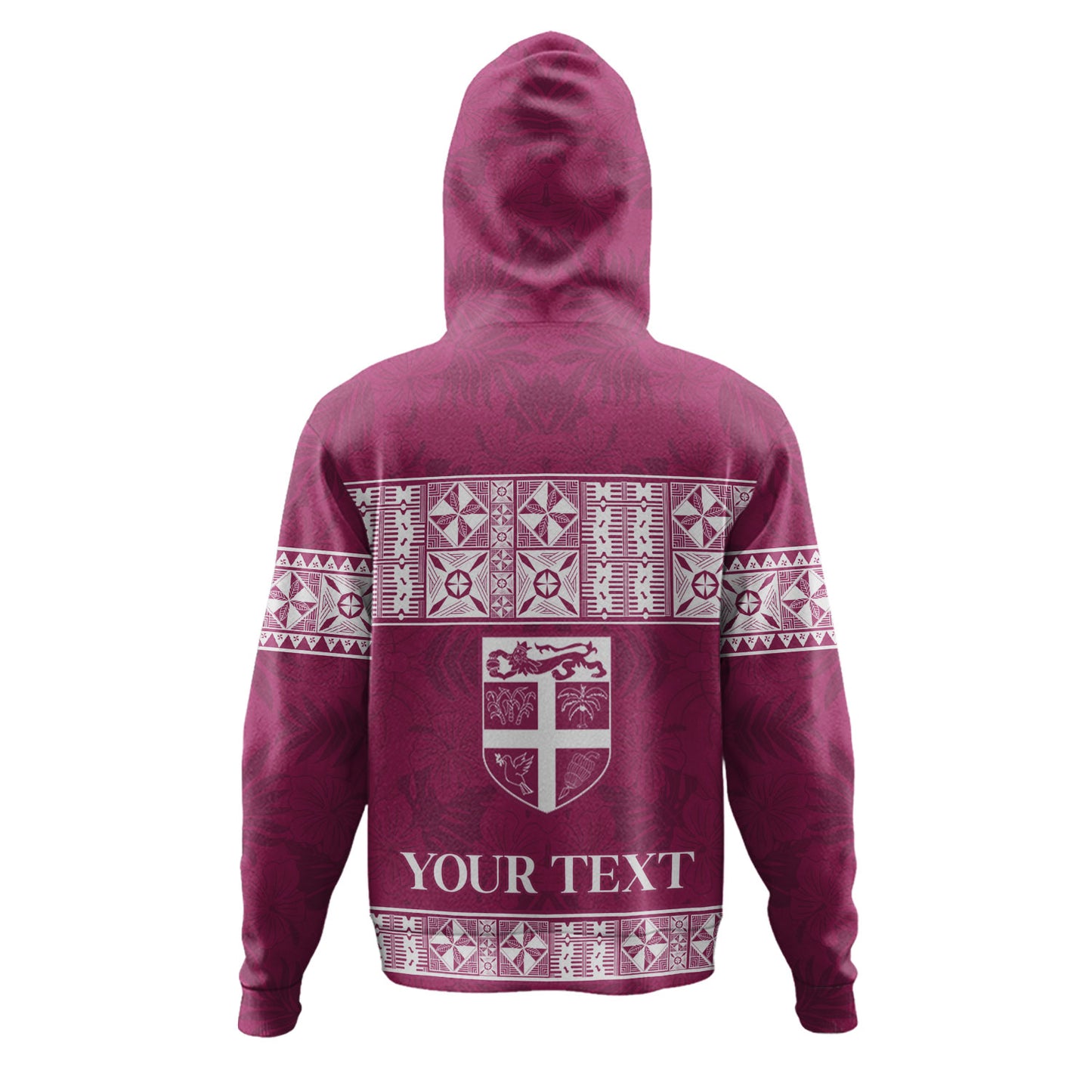 Fiji Hoodie Custom Traditional Fijian Masi Pink Color