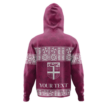 Fiji Hoodie Custom Traditional Fijian Masi Pink Color