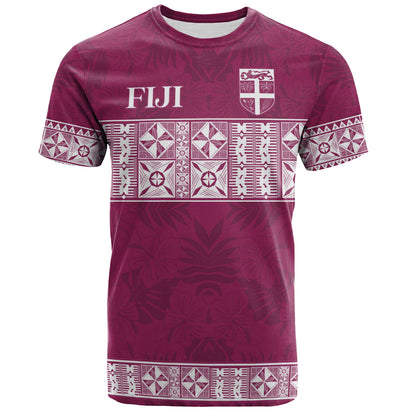 Fiji T-Shirt Custom Traditional Fijian Masi Pink Color